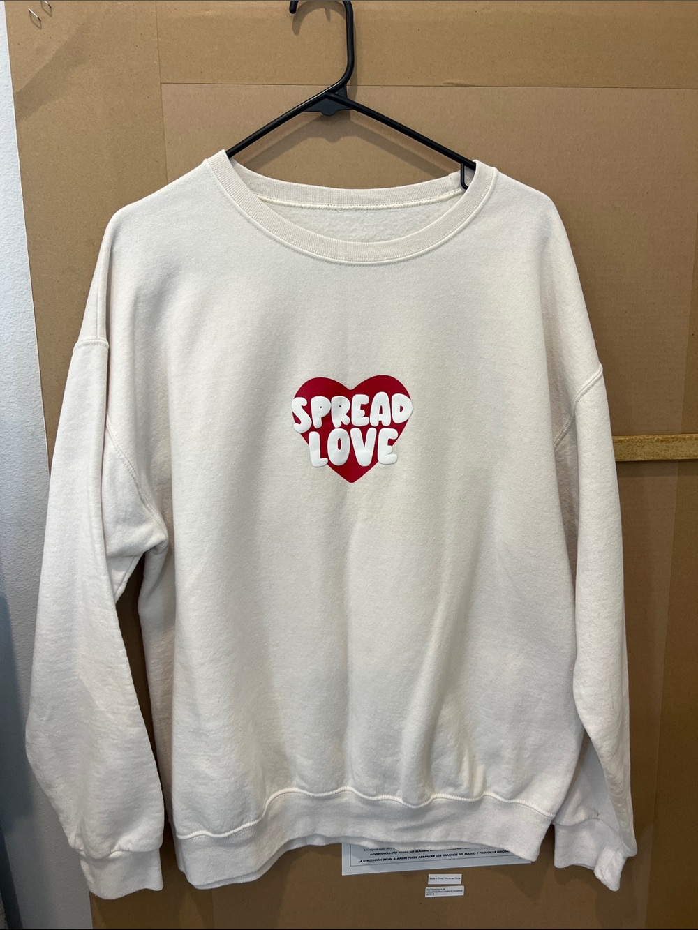 Cream 'Spread Love' Heart Graphic Sweatshirt